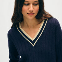 Cashmere Varsity V Neck