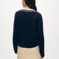 Cashmere Varsity V Neck