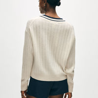 Cashmere Varsity V Neck