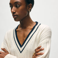 Cashmere Varsity V Neck