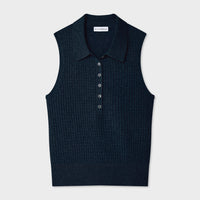 Cashmere Cable Sleeveless Polo