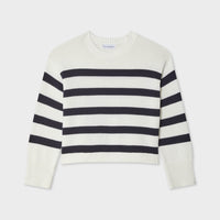 Cotton Easy Crewneck 2 Ivory/Navy