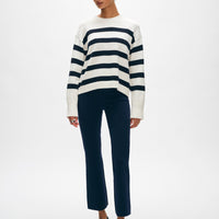 Cotton Easy Crewneck 2 Ivory/Navy