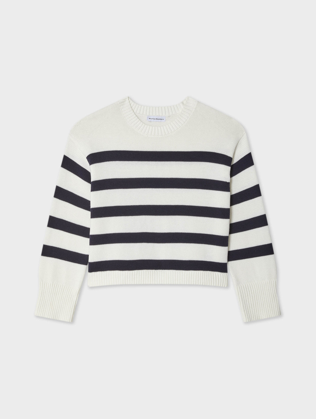 Cotton Easy Crewneck 2 Ivory/Navy