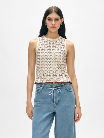 Cotton Pointelle Stitch Tank